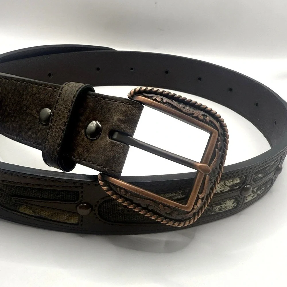 Ariat Men's Brown Basket Weave Tooled Leather‎ Western Belt A1019644 Size 38